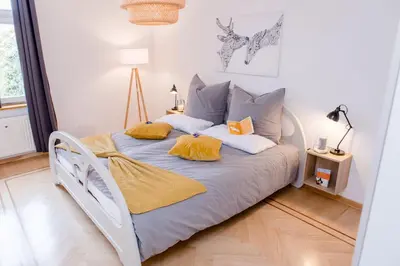 Ein Bett oder Betten in einem Zimmer der Unterkunft Ferienwohnung Wildfang