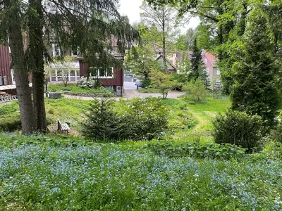 Ein Garten an der Unterkunft Liebevoll eingerichtetes Ferienzimmer mit großen Garten