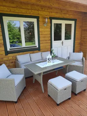 Ein Sitzbereich in der Unterkunft Ferienhaus Birkholz Harz