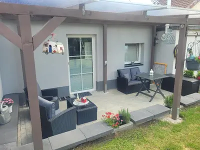 Ein Sitzbereich in der Unterkunft Ferienhaus kleine Remise