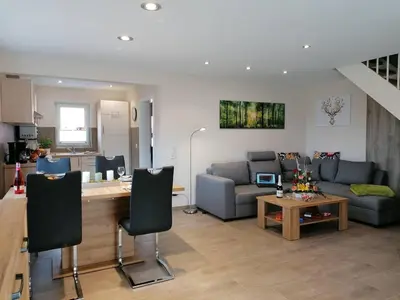 Ein Sitzbereich in der Unterkunft Ferienhaus Helene
