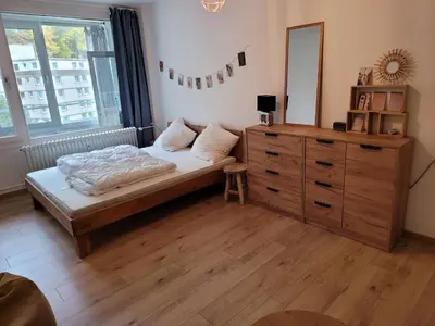 Ein Bett oder Betten in einem Zimmer der Unterkunft Ferienwohnung HarzHome