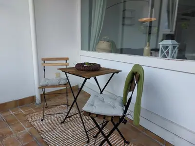 Ein Balkon oder eine Terrasse in der Unterkunft Ferienwohnung Schloepe god