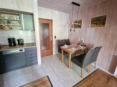 Küche/Küchenzeile in der Unterkunft gemütliche moderne Ferienwohnung inkl. WLAN in St Andreasberg/Braunlange