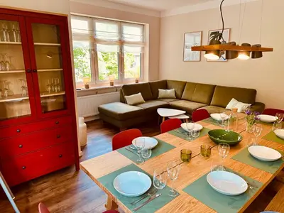 Ein Sitzbereich in der Unterkunft Ferienwohnung Kaiserglück