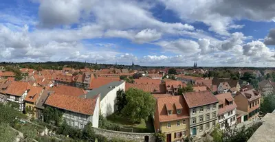 Ein allgemeiner Blick auf Quedlinburg oder ein Stadtblick von der Ferienwohnung aus