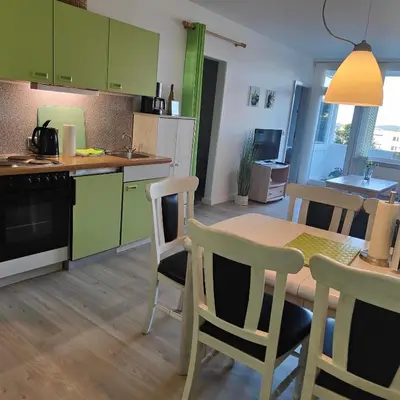 Küche/Küchenzeile in der Unterkunft Ferienwohnung Natur Suite Hahnenklee - Harz, Balkon & Parkplatz