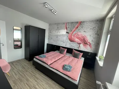 Ein Bett oder Betten in einem Zimmer der Unterkunft Stilapartment Oasis 1 #Whirlpool saisonal