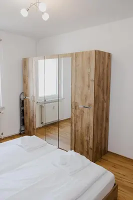 Ein Bett oder Betten in einem Zimmer der Unterkunft Ferienwohnung Spatzennest