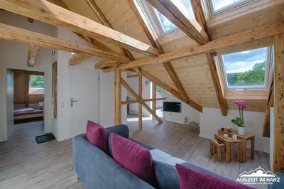 Ein Sitzbereich in der Unterkunft Auszeit im Harz - Haus 2 Wohnung 5