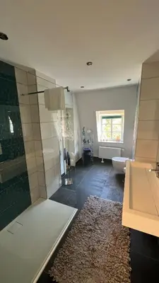 Ein Badezimmer in der Unterkunft Roßtrappenblick
