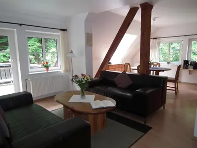Ein Sitzbereich in der Unterkunft Ferienwohnung Nexö, 65 qm, 2 Schlafzimmer N8
