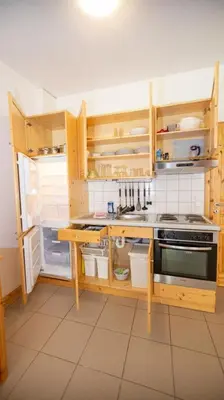 Küche/Küchenzeile in der Unterkunft Ferienwohnung Forsthaus am Brocken, 35 qm, 1 Wohn-Schlafzimmer F1