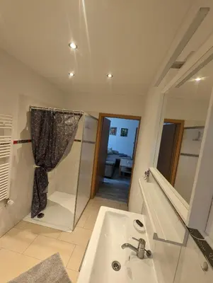 Ein Badezimmer in der Unterkunft FEWO An der Bode
