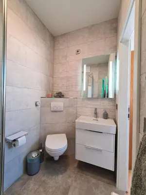 Ein Badezimmer in der Unterkunft Fewo zur Dampflok