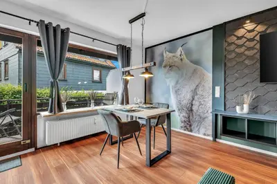 Ein Sitzbereich in der Unterkunft STANMA Luchspartment ruhig und zentral mit großem Balkon und Parkplatz