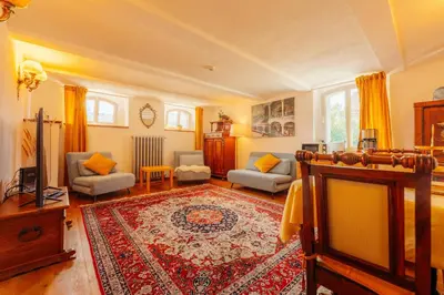 Ein Sitzbereich in der Unterkunft Deluxe Apartment Villa im Harz