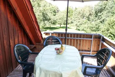 Ein Balkon oder eine Terrasse in der Unterkunft Ferienwohnung Ferienhäuser am Brocken, 80 qm, 3 Schlafzimmer