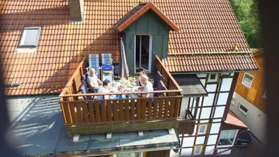 Ein Balkon oder eine Terrasse in der Unterkunft Haus Bodetal