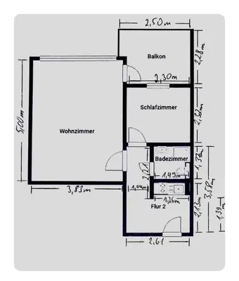 Grundriss der Unterkunft Moderne und zentral gelegene Ferienwohnung in Braunlage mit Rodelpiste und Start Ski Langlauf in 300 Metern Entfernung