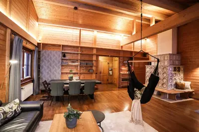 Ein Sitzbereich in der Unterkunft Bergfreude Chalet