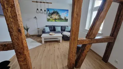 Ein Sitzbereich in der Unterkunft Gemütliche Ferienwohnung in Elbingerode/Harz