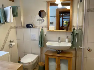 Ein Badezimmer in der Unterkunft Mittelalterdomizil mit Balkon und Parkplätzen