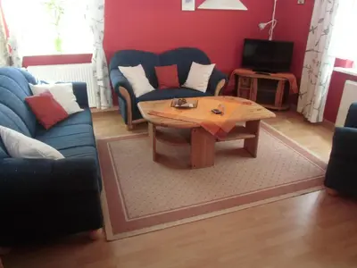 Ein Sitzbereich in der Unterkunft Ferienhaus Matti