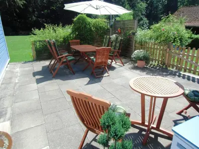 Ein Garten an der Unterkunft Ferienhaus Matti