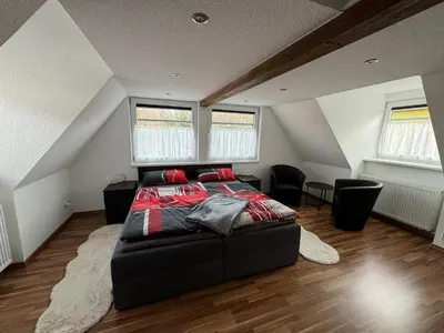 Ein Sitzbereich in der Unterkunft Ferienhaus an der “Ilse”