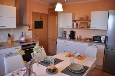 Küche/Küchenzeile in der Unterkunft Ferienwohnung Wanderfreund