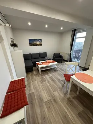 Ein Sitzbereich in der Unterkunft Appartement Wolfshagen