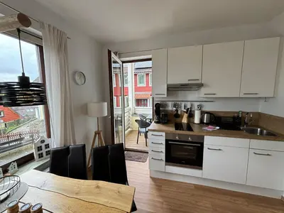 Küche/Küchenzeile in der Unterkunft Ferienwohnung Daisy