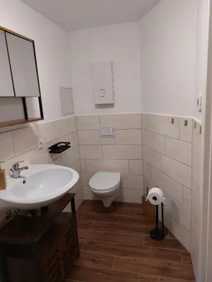 Ein Badezimmer in der Unterkunft FeWo Gartenblick