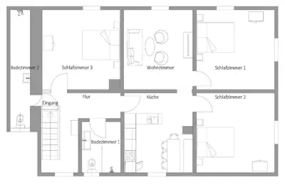 Grundriss der Unterkunft Ferienwohnung Goslar mit Parkblick am Harz
