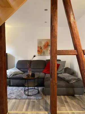 Ein Sitzbereich in der Unterkunft Ferienwohnungen Zum Neuhäusel