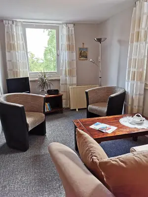 Ein Sitzbereich in der Unterkunft Ferienhaus Appold