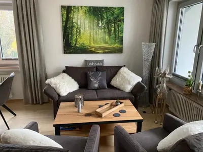 Ein Sitzbereich in der Unterkunft Ferienwohnung RadauTraum