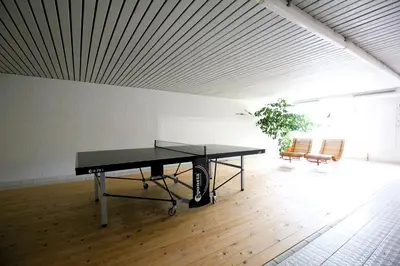 Tischtennis in der Unterkunft LIGHTQUARTIER Treefield -Sauna - Balkon- Waldnähe oder in der Nähe