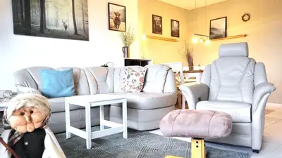 Ein Sitzbereich in der Unterkunft Ferienwohnung Bocksberg Hexe Hahnenklee