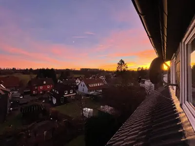 Blick auf den Sonnenuntergang/Sonnenaufgang von der Ferienwohnung aus oder aus der Nähe