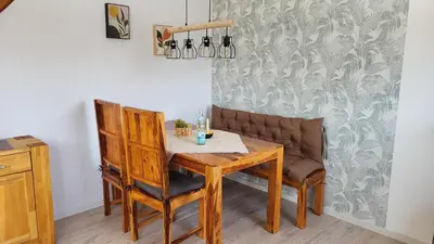 Ein Sitzbereich in der Unterkunft Ferienwohnung Hoch im Harz, Altenau