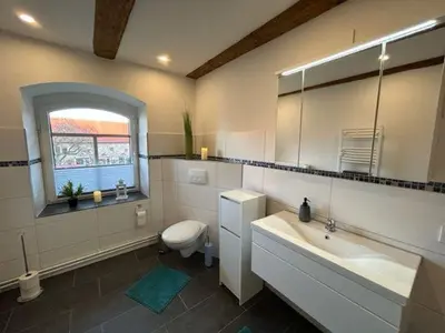 Ein Badezimmer in der Unterkunft Ferienwohnung Knopp mit Infrarotsauna und Elektrokamin