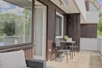 Ein Balkon oder eine Terrasse in der Unterkunft Harzabenteuer - Biken, Wandern, Tierliebe & Stil