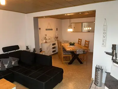Ein Sitzbereich in der Unterkunft Ferienhaus Auszeit Harz Braunlage/Hohegeiß