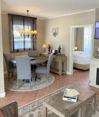 Ein Bett oder Betten in einem Zimmer der Unterkunft Luxus Ferienwohnung Hirschzeit