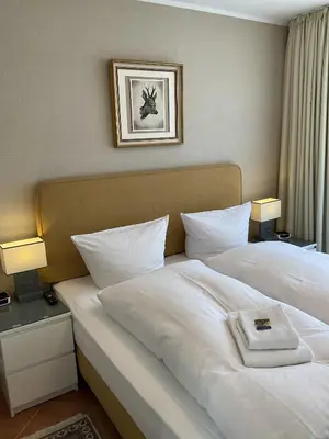 Ein Bett oder Betten in einem Zimmer der Unterkunft Luxus Ferienwohnung Hirschzeit