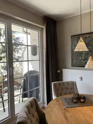 Ein Sitzbereich in der Unterkunft Luxus Ferienwohnung Kaminzeit