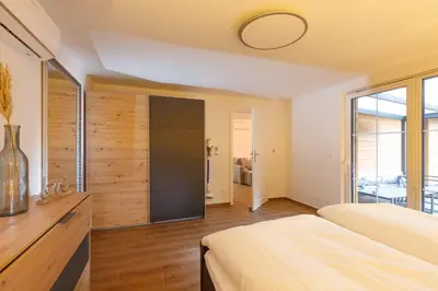 Ein Bett oder Betten in einem Zimmer der Unterkunft Ferienhaus am Wald
