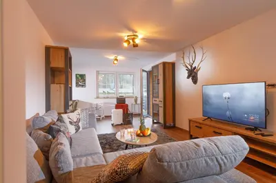 TV/Unterhaltungsangebot in der Unterkunft Ferienhaus am Wald
